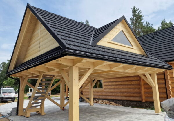 6x6 m-es szabadon álló fa kocsibeálló