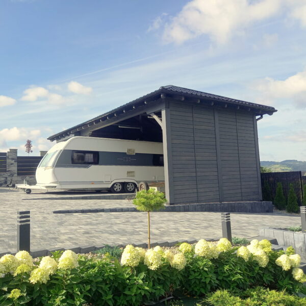 5x10 m-es fa kocsibeálló, háromállásos