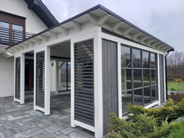 5×8 m-es fa pergola – modern kerti tető Tymbark