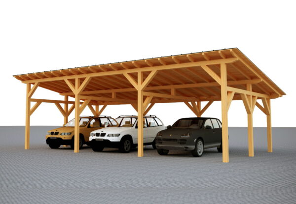 10x5 m-es féltetős kocsibeálló – tartós, esztétikus és szerelésre kész